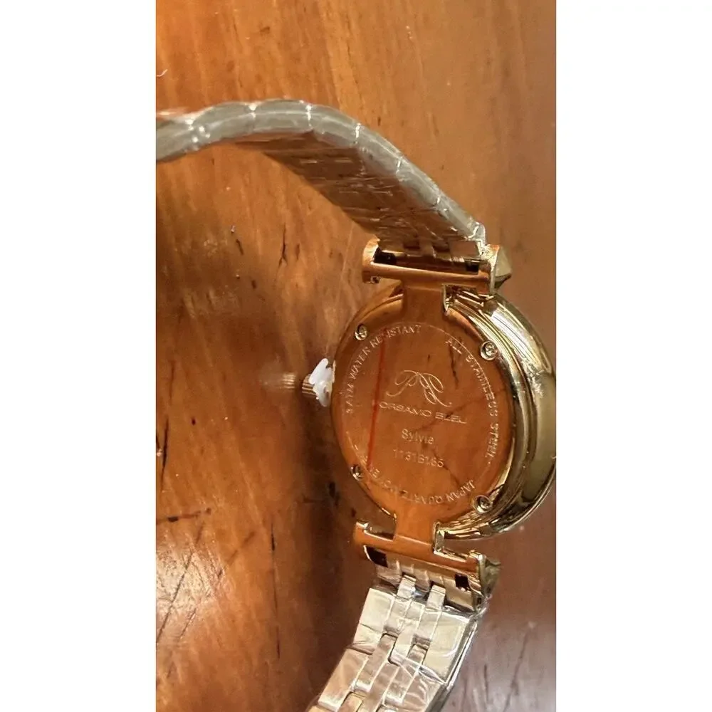 Porsamo Bleu Sylvie Abalone Dial Crystal Accents Stainless Steel Bracelet Watch